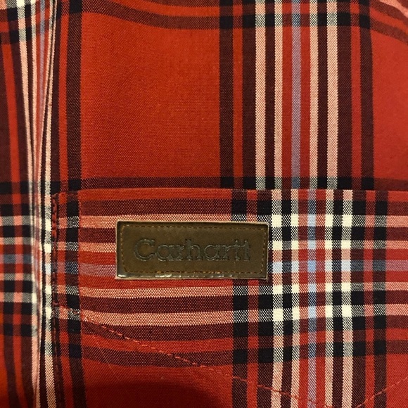 Carhartt Red Plaid Button Down Long Sleeve Shirt Men’s Size 2XL - Picture 2 of 5